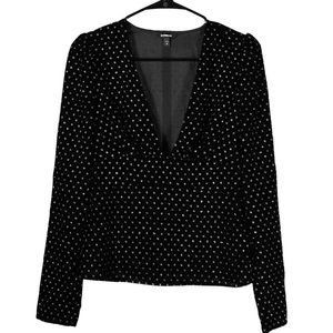 Express Polka Dot Plunge V Neck